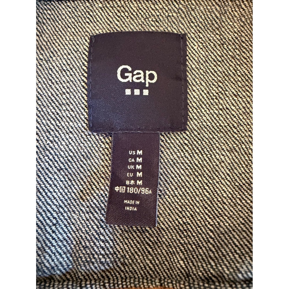Gap Mens Dark Wash Denim Trucker Jacket Blue Button Up Size M 1969 927706-00 - Picture 7 of 11